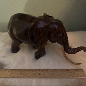 Mahogany Elephant - carved in Kenya . Over a foot long!